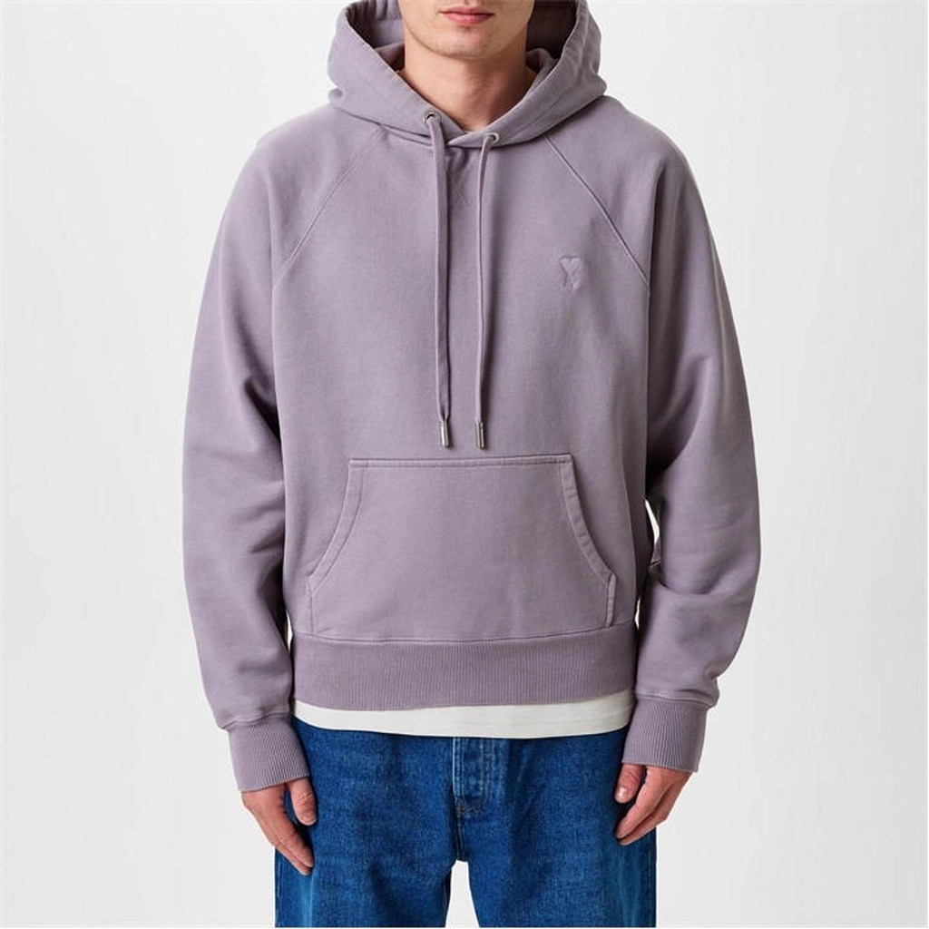 AMI Paris Heart Embroidered Hoodie - Purple